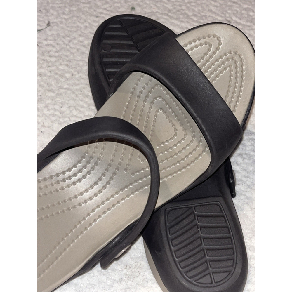 CROC Chocolate Expresso Brown 2 Strap Spa Pool SANDALS Women Size 9 EUC - Picture 4 of 6